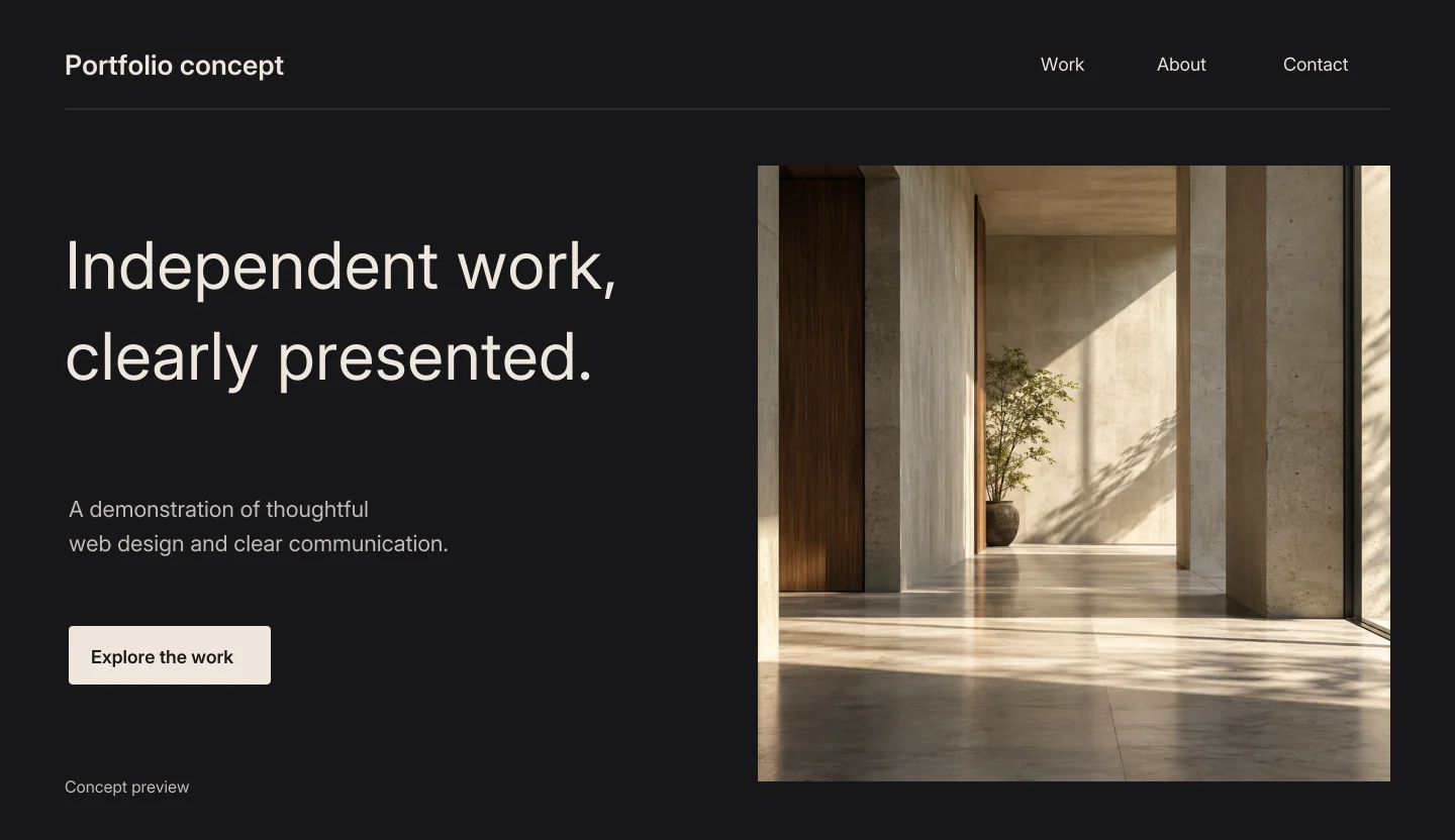 Dark personal portfolio concept