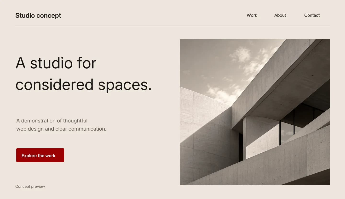 Illustrative architecture studio website shown on a laptop
